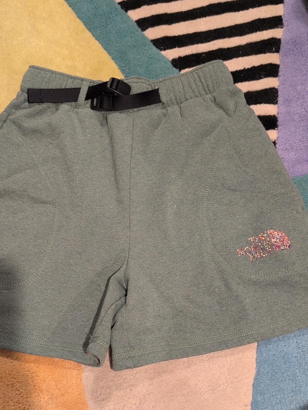The North Face Women’s Green Fleece Athletic Shorts with Webbing Belt